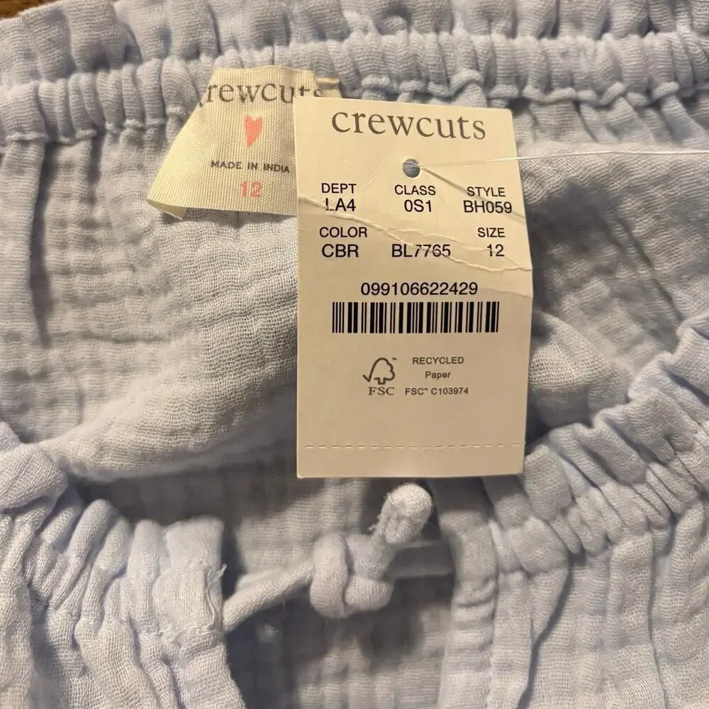 Crewcuts Girls Size 12 Dress 100% Cotton Gauze Puff Sleeve Sundress Beach